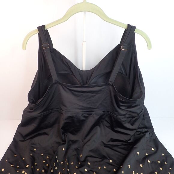 Swimsuits For All Retro Swim Dress Women's Plus Size 26 Black Gold Foil Flowy - Picture 5 of 10